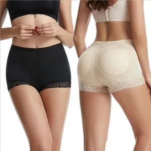 Seamless women's butt lifter shapewear padded panties with tummy control and lace details