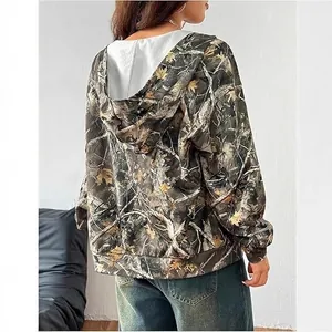 Casual camouflage hoodie met rits voor dames, stijlvolle herfstjas met lange mouwen