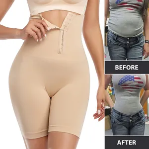 Detailansicht der Bauch-weg-Hose mit verstellbaren Haken und Vorher-Nachher-Vergleichseffekt.