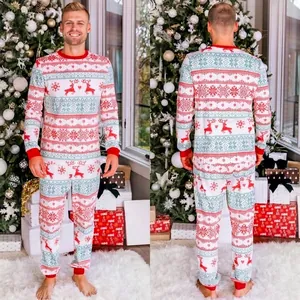 Festive Christmas pajama set with reindeer and snowflake patterns for holiday loungewear