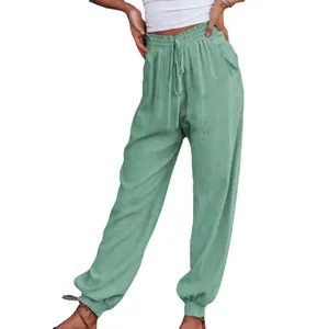 Stijlvolle mintgroene casual harembroek voor dames met een comfortabele trekkoord taille