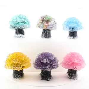 Six colorful natural crystal gravel money trees for home and office desktop decoration.