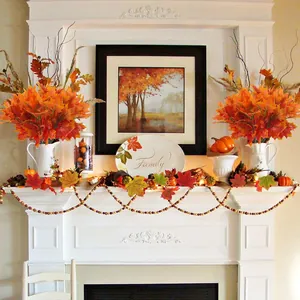 Artificial maple leaf branches for Thanksgiving and autumn home decor centerpiece.