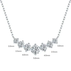 1.7 Karat Moissanit-Halskette im V-Förmigen Lächeln-Design aus Sterling Silber für Damen