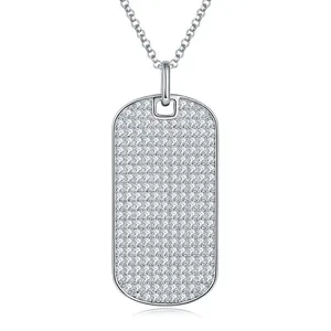 Collar con Colgante de Moissanita Hip Hop para Hombre Plata de Ley 925 Color D VVS Óvalo Dog Tag GRA Joyería de Moda