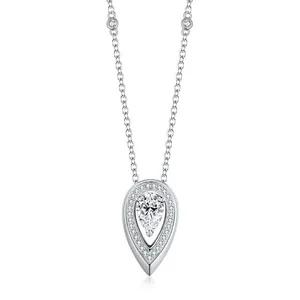 Luxury 1.5 Carat Pear Cut Moissanite Pendant Necklace S925 Sterling Silver 18k Gold Plated Waterdrop Jewelry For Women