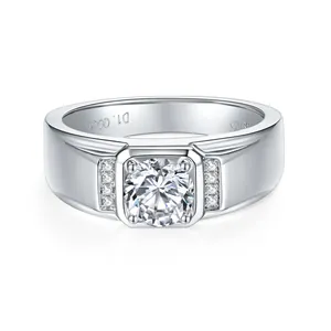 925 Sterlingsilber Moissanit Ring Für Herren D Farbe VVS1 Moissanit Hochzeit Verlobungsband GRA Zertifizierter Schmuck