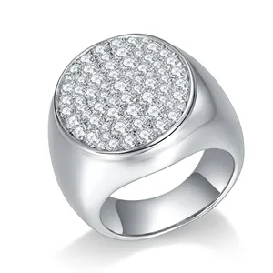 Luxe Hip Hop Moissaniet Ring Voor Heren 925 Sterling Zilver Pave D Kleur VVS Zegelring Sieraden Cadeau Met GRA Certificaat