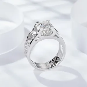 Elegant men's 2ct moissanite ring with luxury pavé stones in a wedding band design