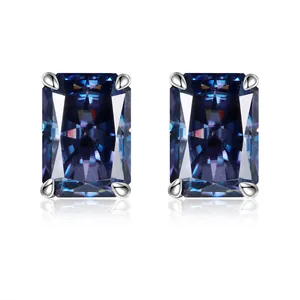 Orecchini a Bottone in Argento Sterling 925 Moissanite Con Certificato GRA Taglio Radiante Oro Argento per Matrimonio Festa Donna Gioielli