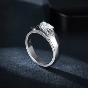 Elegante anello in argento sterling con moissanite ovale da 1 carato per matrimoni