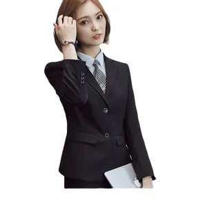 Professional unisex non-iron black blazer for business formal wear and office uniform