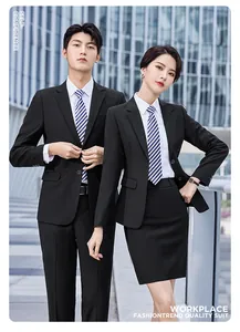 Formal black business suits for men and women professional office uniform attire
