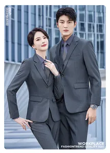 Professional unisex grey business suit sets for office and formal wear