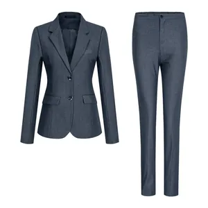 Professional dark gray business suit set with slim-fit blazer and matching trousers