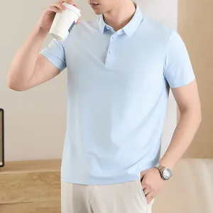Men's light blue cooling ice silk short sleeve Polo shirt for business casual wear