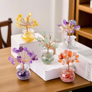 Collezione di mini alberi della fortuna in cristallo fatti a mano per decoro casa