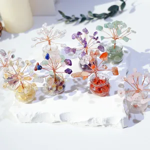 Mini alberi della fortuna in cristallo naturale fatti a mano in vasi di vetro decor