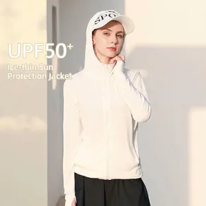 Veste de protection solaire blanche d'été respirante pour femme avec UPF50+