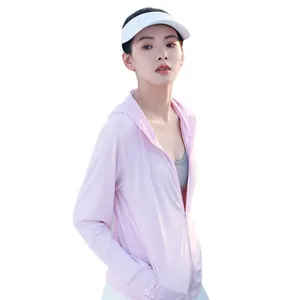 Veste de protection solaire rose légère et respirante pour femme pour les activités d'été