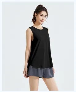 Ärmelloses schwarzes Sport-Top mit grauen Shorts für Laufen Yoga und Fitnessset