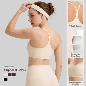 Professional high-impact yoga sports bra featuring thin straps and a stylish Y-back.