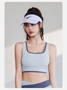 Detail of high-elastic shockproof yoga tank top with naked-feel fabric for gym workouts