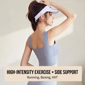 Soutien-gorge de sport sans couture à larges bretelles pour course et yoga.
