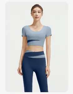Nahtloses Yoga-Set mit Farbblock-Design und hoher Elastizität für Fitness und Gym
