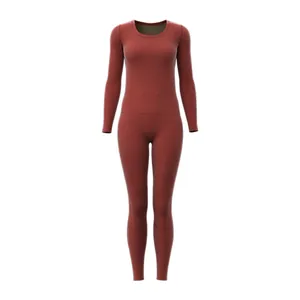 Premium women's thermal underwear set featuring high stretch round neck top and leggings.