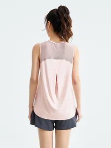 Sportset für Damen mit ärmellosem Tanktop mit Netzeinsatz und grauen Laufshorts