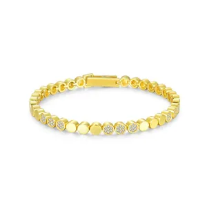 Elegant 18k gold plated S925 silver bubble bracelet with sparkling pavé accents