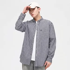 Atmungsaktives Herren-Baumwollhemd mit Karomuster in Schwarz-Weiß-Gingham