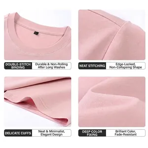 Viste dettagliate della maglietta in cotone mercerizzato rosa con colletto e cuciture