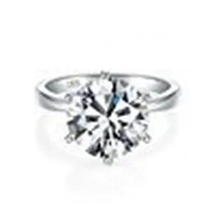 Bague de fiançailles élégante à six griffes en argent massif avec moissanite de 5 carats