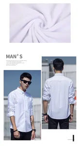 Close-up of white brushed fleece lining and model wearing long-sleeved Oxford shirt