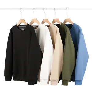 Premium minimalist solid color men's crewneck sweatshirts in five versatile shades