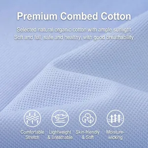 Detailansicht aus atmungsaktivem hellblauem Piqué-Mesh-Baumwollstoff für Herren-Poloshirts