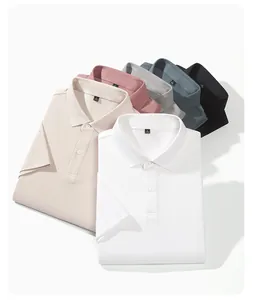 Stacked short-sleeve polo shirts in multiple colors for a business casual summer look