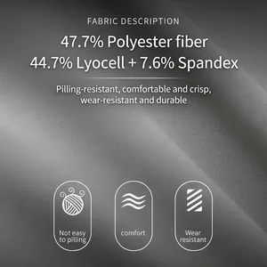 Primer plano de tela de seda de hielo gris para pantalones de verano para hombre