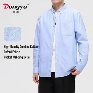 Chemise à Manches Longues en Coton Oxford pour Hommes Décontracté Couleur Unie Boutonnée avec Poche Coupe Ample Simple Veste Printemps Automne