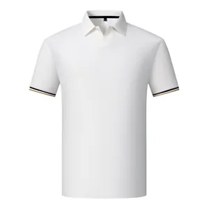 Premium men's white short-sleeved Polo shirt with breathable ice-cool stretch fabric