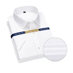 Men's Business Cotton Short Sleeve Shirt Slim Fit DP Non-iron Wrinkle Resistant Lapel Shirt Urban Banquet Career Top