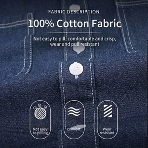Détail de haute qualité du tissu en denim bleu 100 % coton pour chemise d'homme