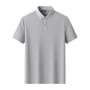 Comfortable grey short-sleeved pique polo shirt for men in business casual style