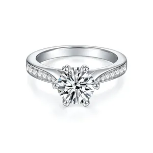 GRA Zertifiziert Ein Karat Moissanit Tanzender Stein Ring S925 Sterlingsilber Sechskant-Fassung Rotierender Verlobungsring Für Damen