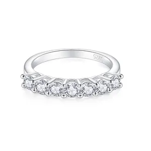 GRA 925 Sterling Silver Moissanite Ring For Women D Color VVS1 Classic 5 Row 7 Star Band Ring Korean Fashion Jewelry Gift
