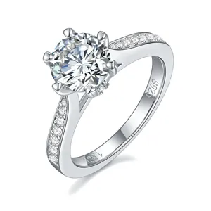 1,0 Karat Moissanit Verlobungsring aus S925 Sterlingsilber mit Sechs-Krallen-Fassung