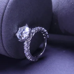 Luxury 3-carat moissanite ring with pave-set band, elegant fashion jewelry for women