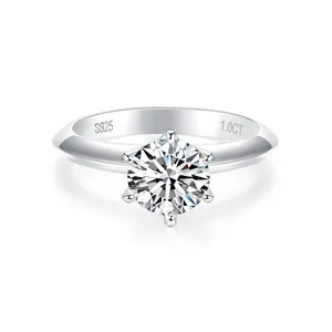 Anello Moissanite in Argento Sterling 925 per Donna Incastonatura a Sei Griffe Braccio Torsione Corona Anello Fidanzamento Matrimonio Con Certificato GRA